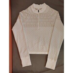 Women's DSG Momentum Seamless Quarter Zip Ribbed Sweater Fair Isle White Medium